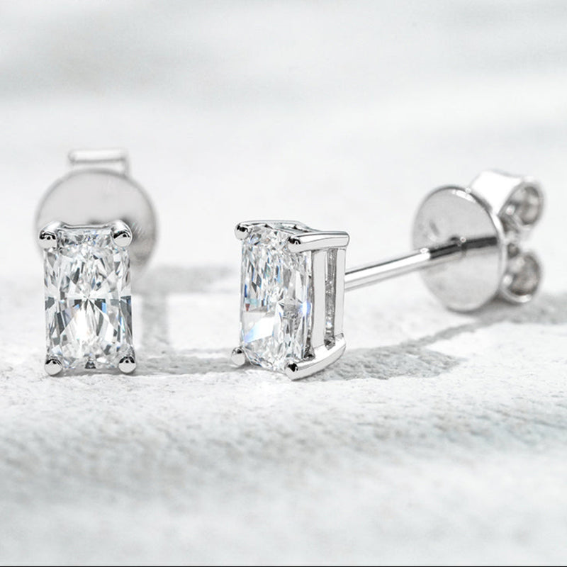 10K Gold  0.42ct Radiant Lab Diamond Stud Earrings
