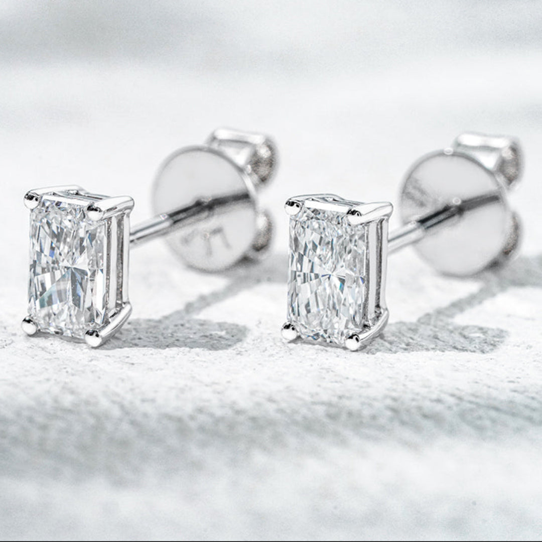 10K Gold  0.42ct Radiant Lab Diamond Stud Earrings