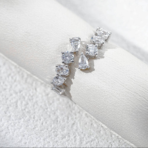 10K White Gold 0.9ct Lab Diamond Multi-Shape Eternity Ring