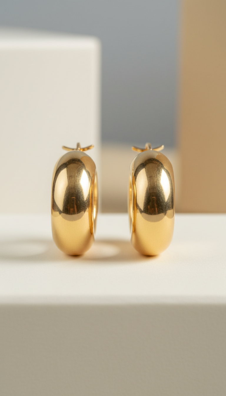 24k signature gold hoop earrings