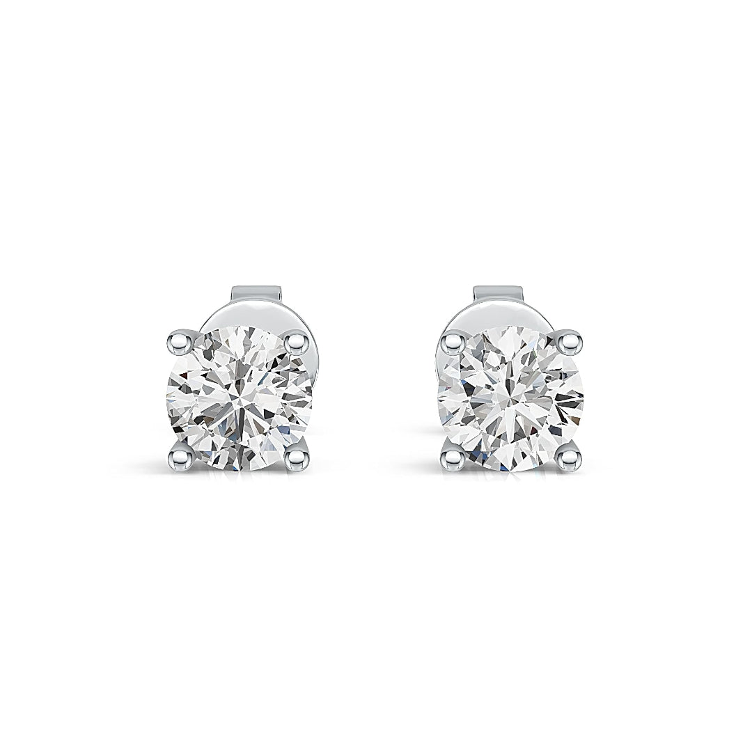 10K White Gold Lab Diamond Earrings Basket [2.2CT TCW]