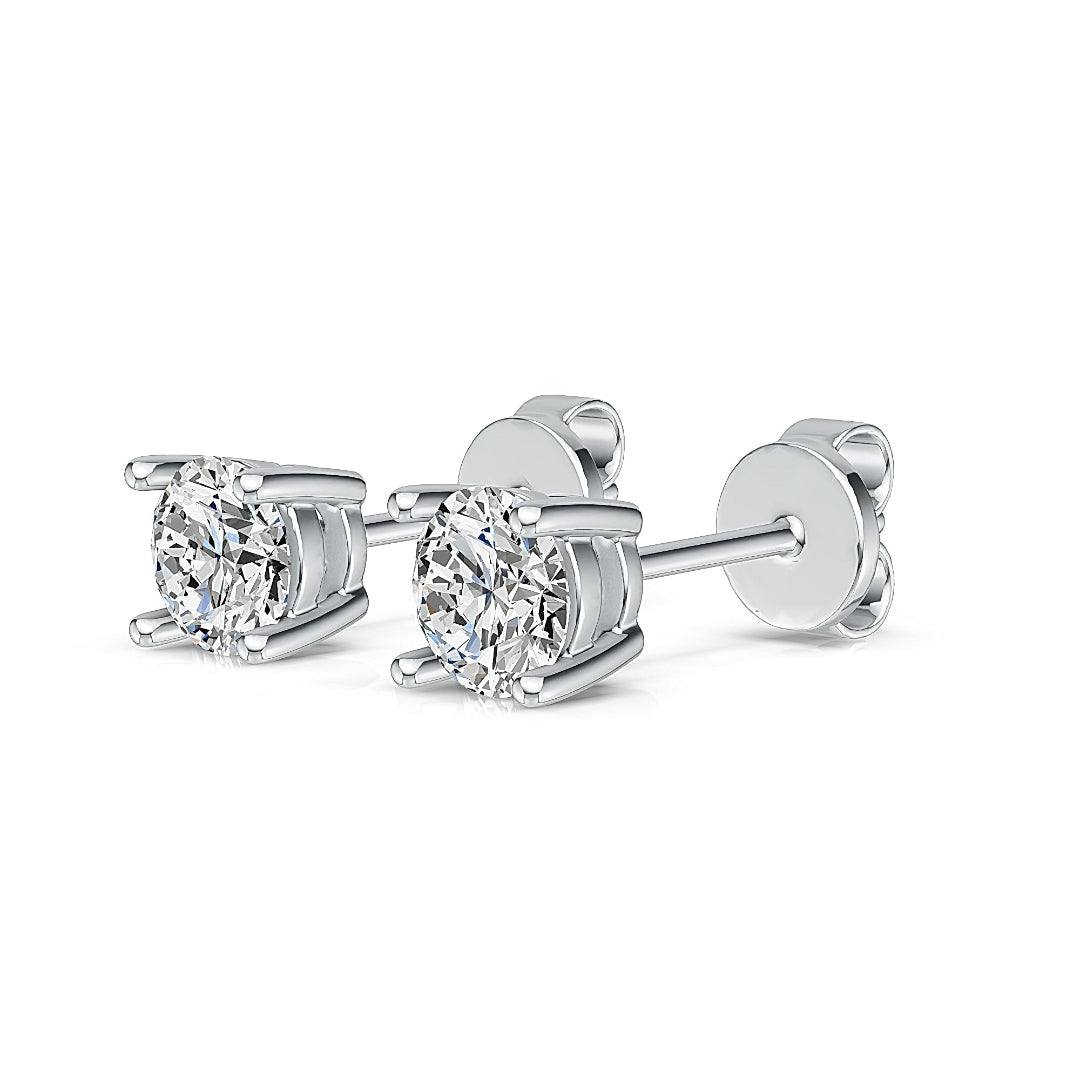 10K White Gold Lab Diamond Earrings Basket [2.2CT TCW]