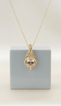 Champagne Veil Sapphire Pendant Necklace in 24k Gold
