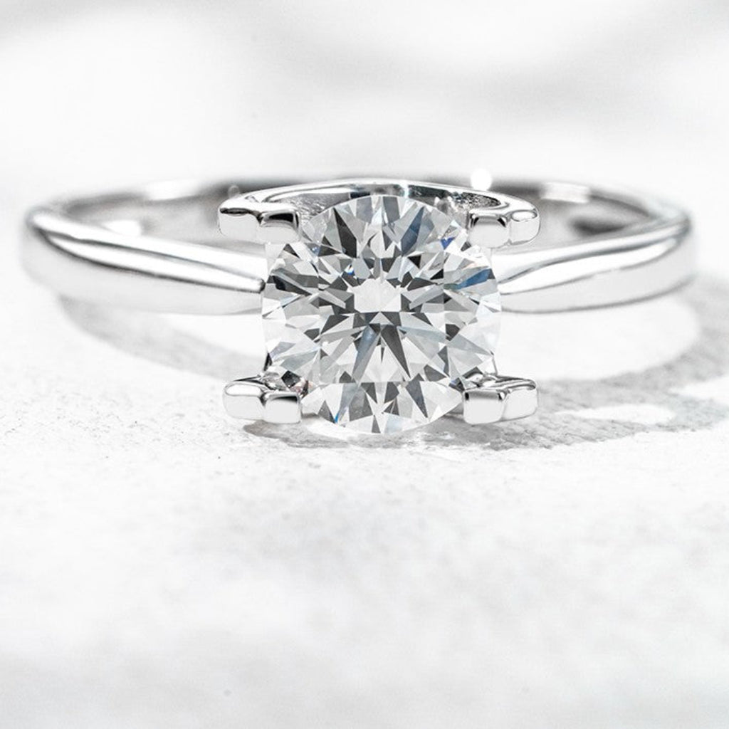 18K White Gold 1.01ct Lab Grown Diamond Bull Head Solitaire Ring