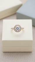 18k gold halo engagement ring