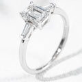 18K White Gold 1.21ct Lab Grown Diamond Three-Stone Ring | Emerald Cut