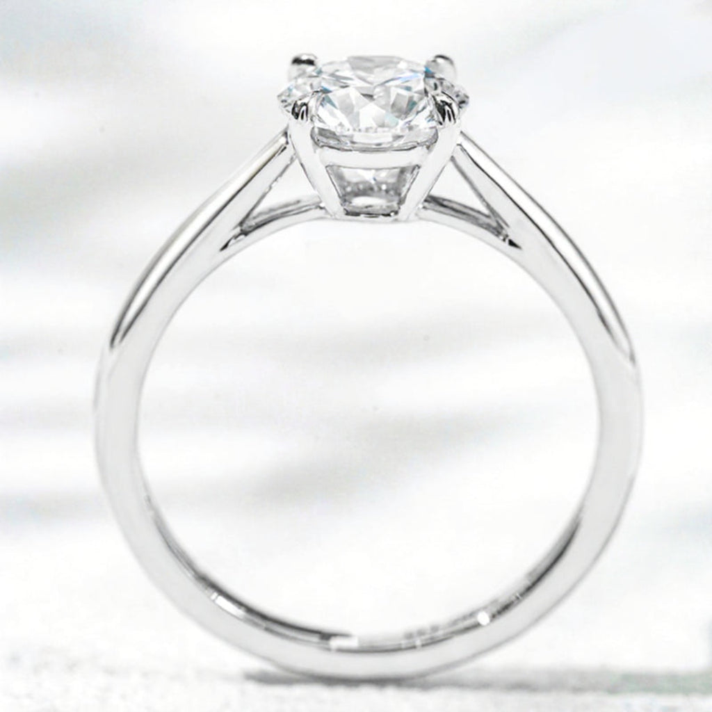 10K White Gold 1CT Round Lab Grown Diamond Solitaire Ring