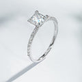 18K White Gold 1.20ct Lab Grown Diamond Pavé Ring | Princess Cut