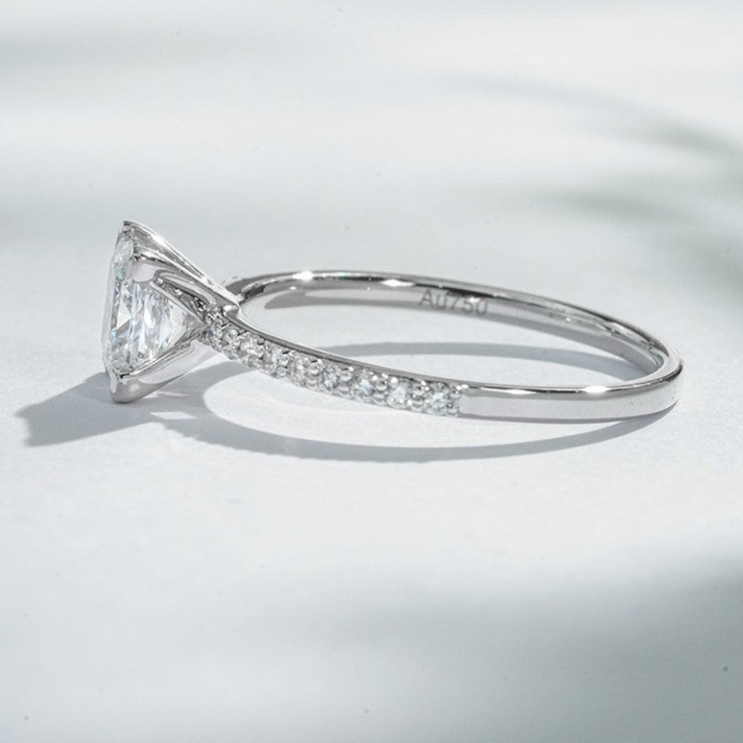 18K White Gold 1.20ct Lab Grown Diamond Pavé Ring | Princess Cut