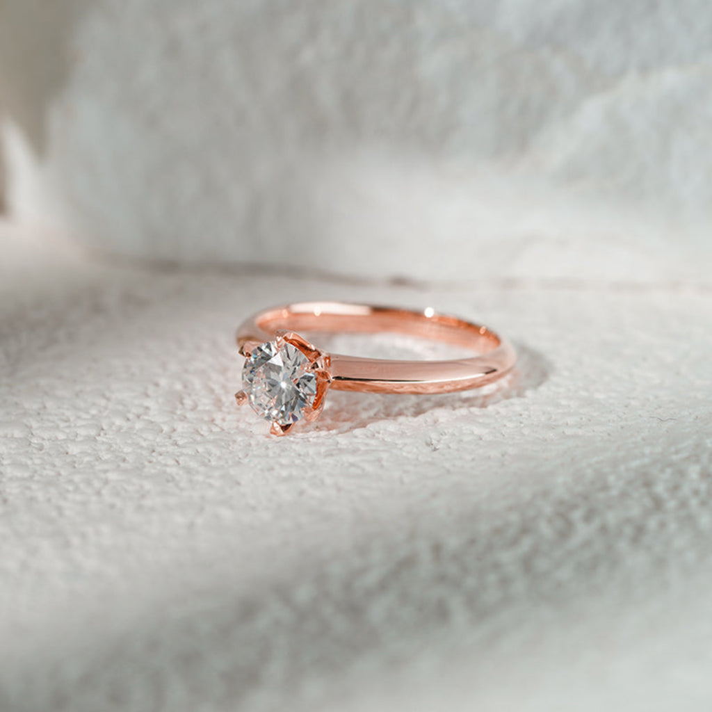 18K Rose Gold 0.75ct Lab Grown Diamond Six-Prong Solitaire Ring