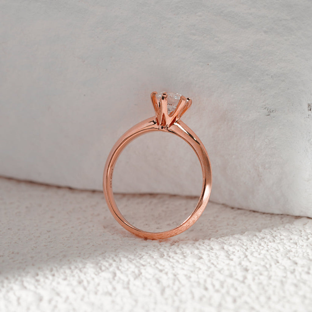 18K Rose Gold 0.75ct Lab Grown Diamond Six-Prong Solitaire Ring