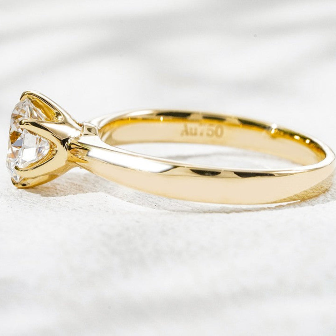 18K Yellow Gold 1.01ct Lab Grown Diamond Solitaire Ring | Classic Round