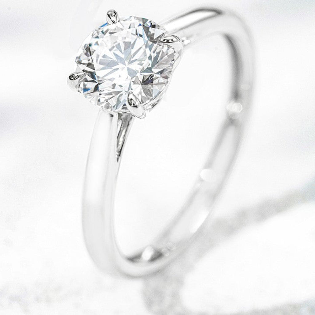 10K White Gold 1CT Round Lab Grown Diamond Solitaire Ring