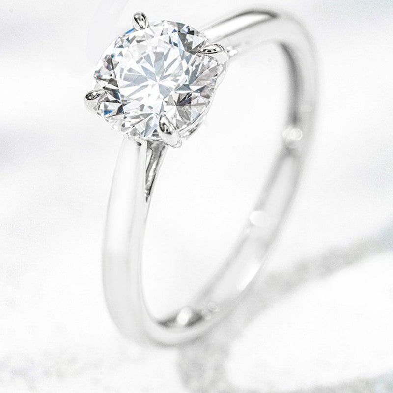 10K White Gold 1CT Round Lab Grown Diamond Solitaire Ring