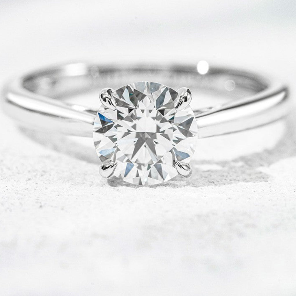 10K White Gold 1CT Round Lab Grown Diamond Solitaire Ring