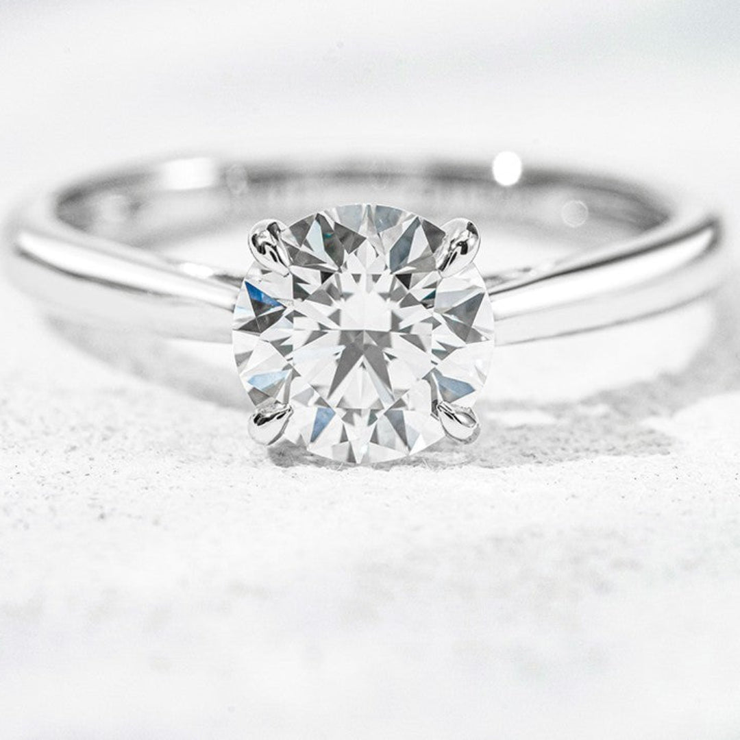 10K White Gold 1CT Round Lab Grown Diamond Solitaire Ring