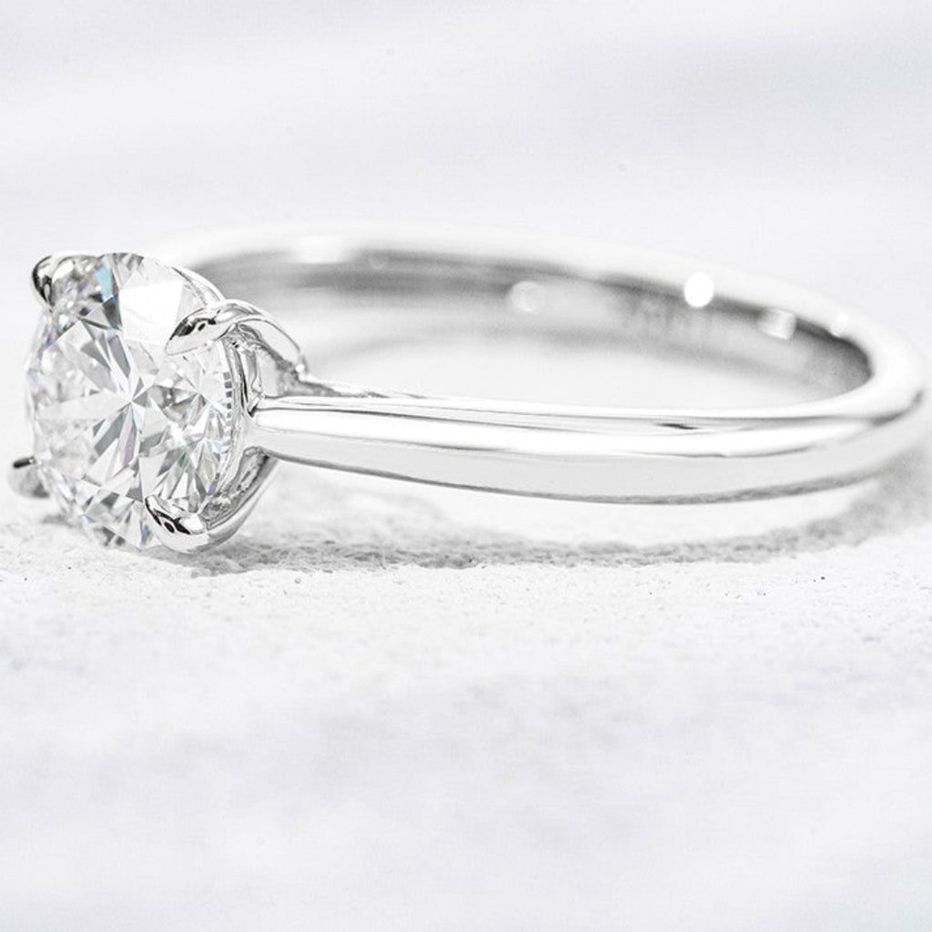 10K White Gold 1CT Round Lab Grown Diamond Solitaire Ring